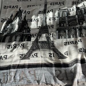 Paris Themed Black and Gray Scarf